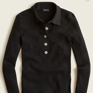 J Crew collared silk blend black sweater size M NEW with tags